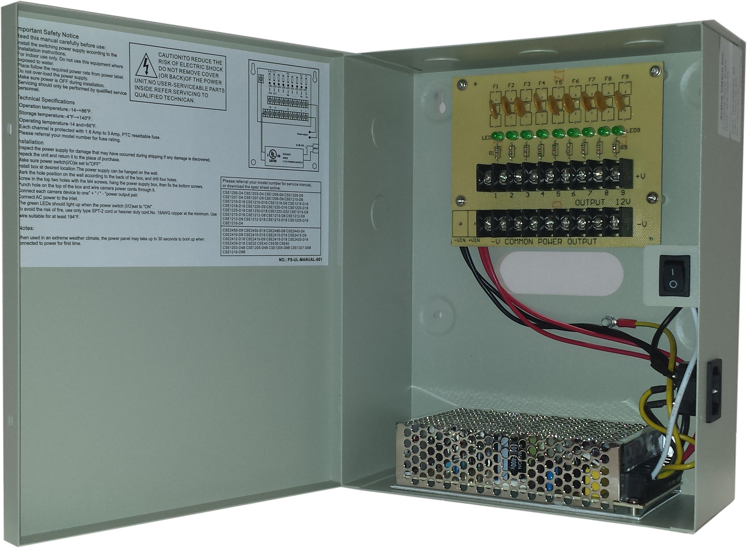 NEW CCTV Power Supply Distribution Box for Secuity Camera Systems CP1209-5A 