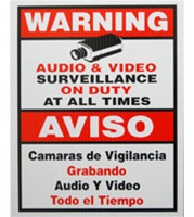 ACA-SIGN-2, CCTV Warning Sign, Medium Size 9″(W) x 11″(H)