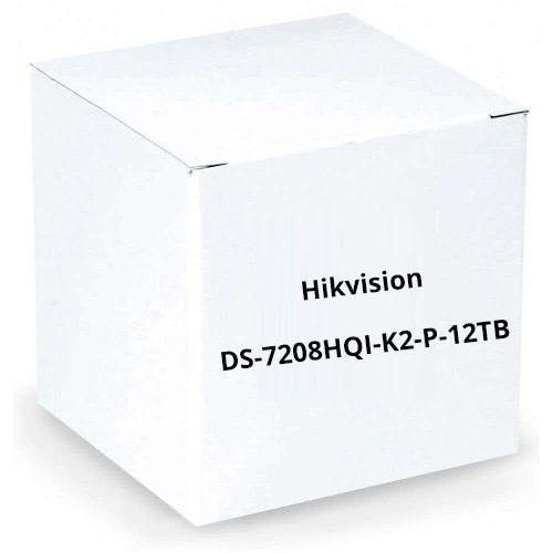 Hikvision DS-7208HQI-K2-P-12TB 8 Channel HD-TVI/Analog Digital Video Recorder, Power Over Coax, 12TB